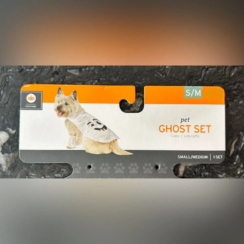 Halloween Ghost Costume for Dog With Cape & Leg Cuffs